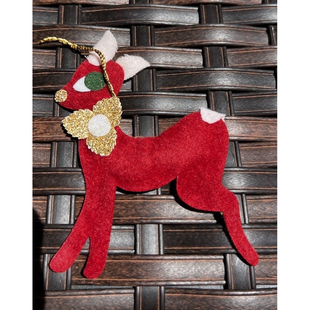 Vintage 80s 90s Hershey's Rocking Horse Ornament Flocked Deer Crochet Wreath Lot